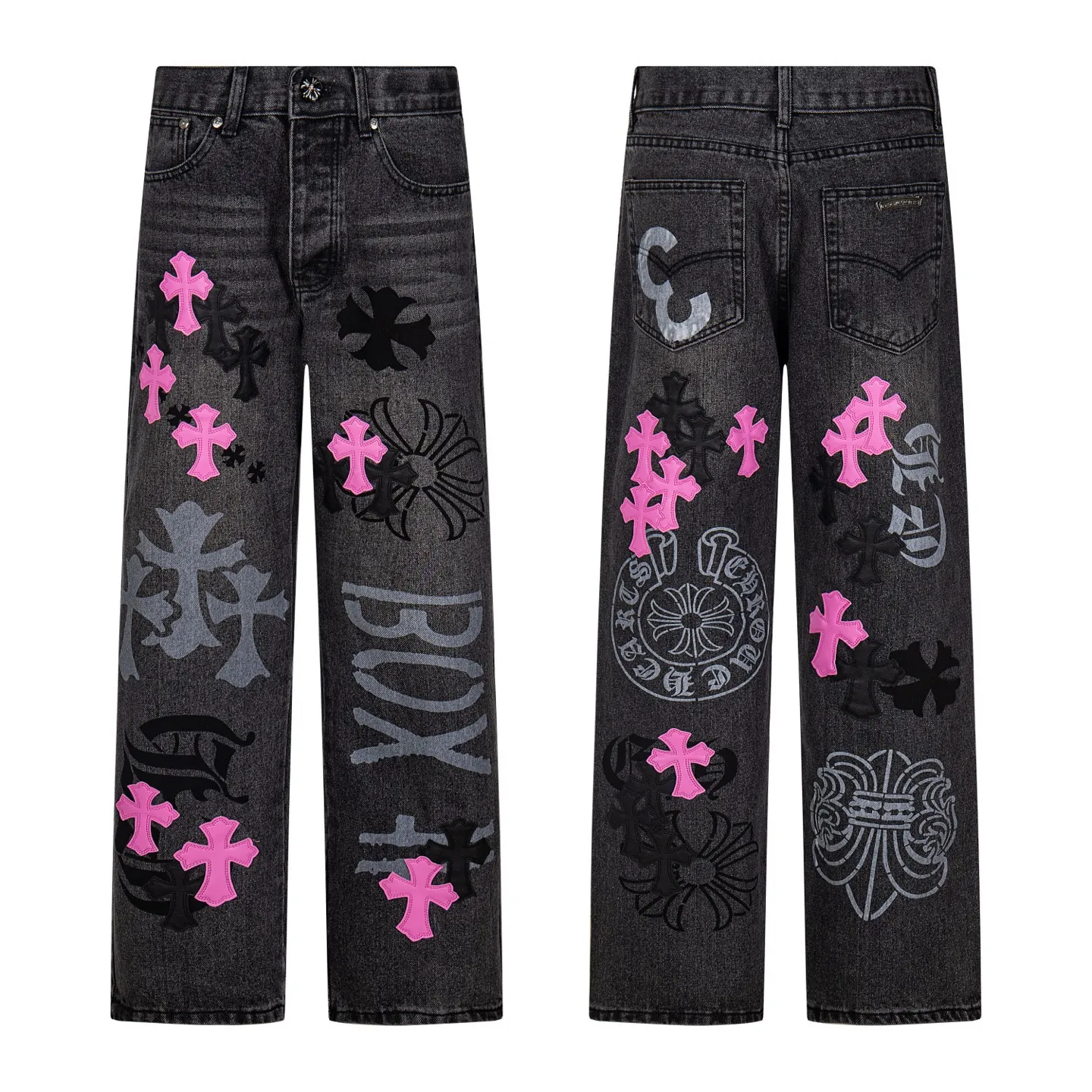 P240 Chrome Hearts Chrome Hearts Jeans Purple Matty Boy Sex Records Rivet Work Jeans CH Jeans need to be disassembled and washed before being dismantled and hand-stitched with sheepskin cross leather and then spliced ​​together. The whole piece has too many craftsmanship to explain. The cabinet price is 16W+, the patchwork cross pattern is embellished, and the high-waisted washed jeans! ! Absolutely high-end luxury products, 8W+ level god-level items, super popular products, made with top heavy industry, a magic weapon that cannot be missed. About Kroxin This is an extremely luxurious fashion brand, which can also be called the aristocrats of the high street. It has always been an exclusive brand for some hipsters or rich second generation. Compared with ordinary high streets, it is more luxurious and noble. Compared with luxury brands, it has a more fashionable personality and has always been a brand that I have a special liking for. Style number: 1761# Size: 28 30 32 34 36